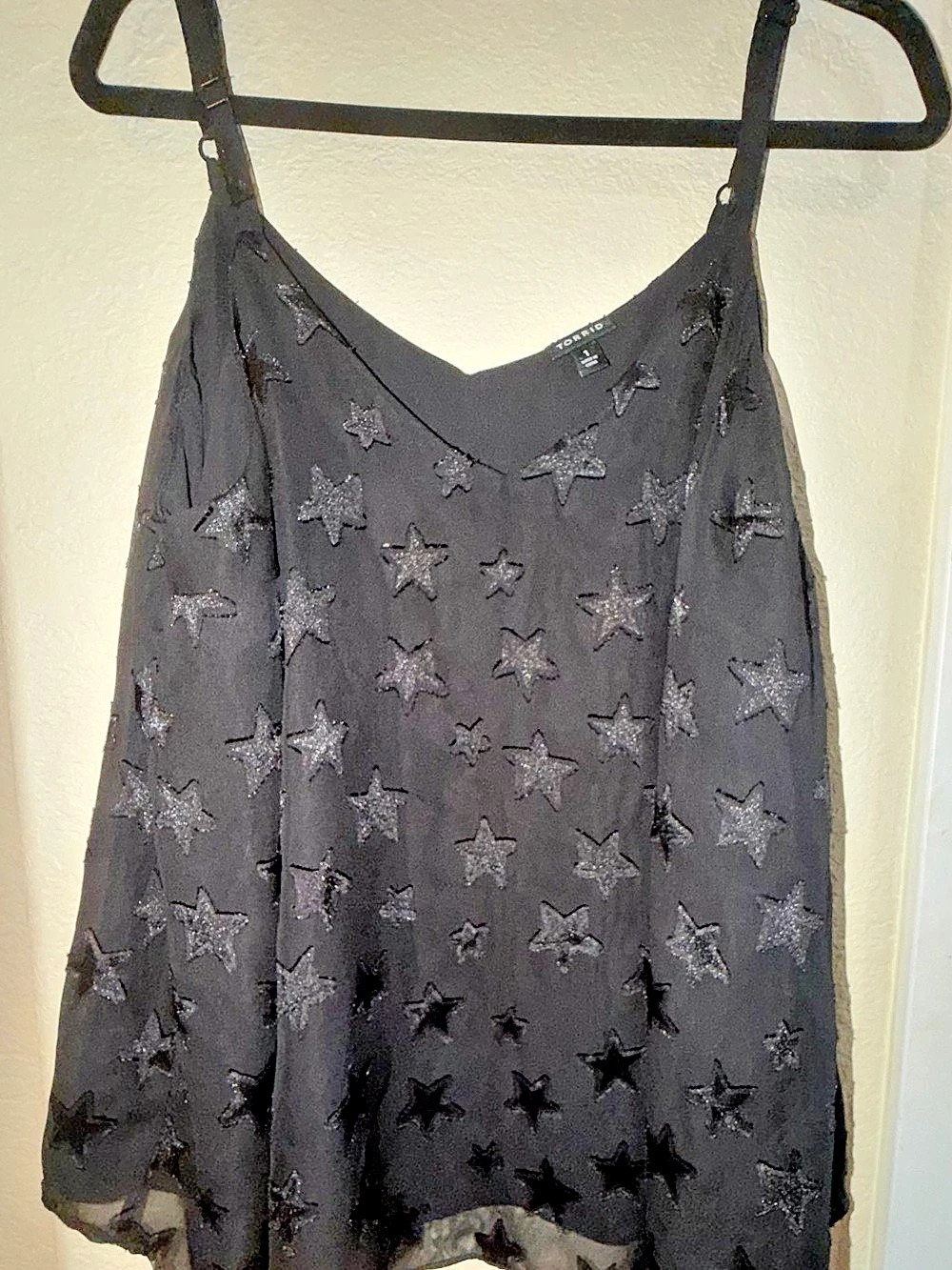 TORRID Star Print Sheer Cami Black, Waist 1